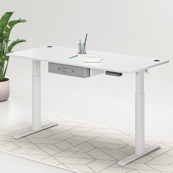 Inbox Zero Height Adjustable Standing Desk With Drawer & Reviews Wayfair